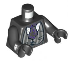 Torso Jacket with Gray Striped Stretched Vest, Black Ascot with Purple Spots Pattern / Black Arms with White Cuffs Pattern / Black Hands