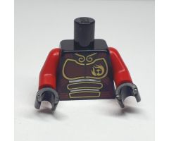 Torso Ninjago Female Dark Red Samurai Armor with Gold Phoenix Pattern / Red Arms / Black Hands