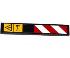 Tile 1 x 6 with Warning Signs and Red and White Danger Stripes Pattern Model Right Side (Sticker) - Set 42053