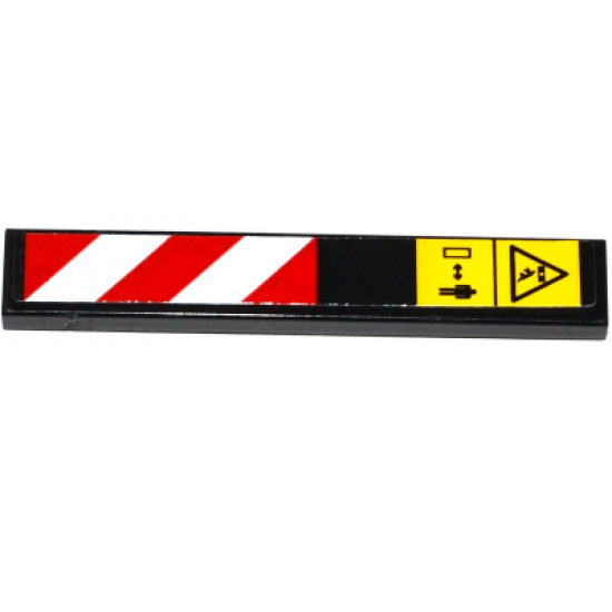 Tile 1 x 6 with Warning Signs and Red and White Danger Stripes Pattern Model Left Side (Sticker) - Set 42053