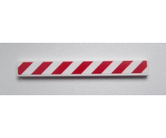 Tile 1 x 8 with Red and White Danger Stripes Pattern Left (Sticker) - Set 60017
