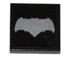 Tile 2 x 2 with Silver Batman Logo Pattern (Sticker) - Sets 76046 / 76086