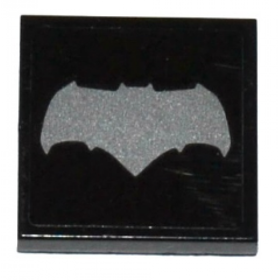 Tile 2 x 2 with Silver Batman Logo Pattern (Sticker) - Sets 76046 / 76086