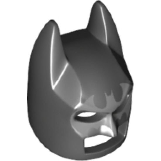 Minifigure, Headgear Mask Batman Cowl (Angular Ears, Pronounced Brow) with Silver Bat Mask Around Eyes Pattern