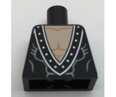 Torso Batman Muscles Outline, V-Neck with Silver Rivets Pattern