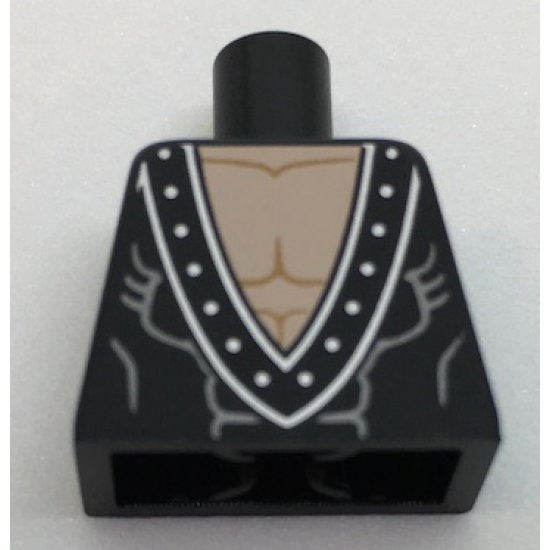Torso Batman Muscles Outline, V-Neck with Silver Rivets Pattern