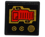 Road Sign 2 x 2 Square with Open O Clip with Red Screen, 2 Gold Knobs and Speaker Grille Pattern (Sticker) - Set 70738
