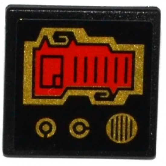 Road Sign 2 x 2 Square with Open O Clip with Red Screen, 2 Gold Knobs and Speaker Grille Pattern (Sticker) - Set 70738