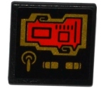 Road Sign 2 x 2 Square with Open O Clip with Red Screen and 3 Gold Switches Pattern (Sticker) - Set 70738