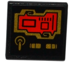 Road Sign 2 x 2 Square with Open O Clip with Red Screen and 3 Gold Switches Pattern (Sticker) - Set 70738