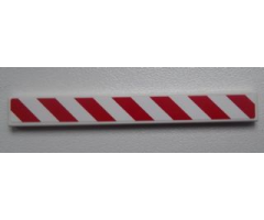 Tile 1 x 8 with Red and White Danger Stripes Pattern Right (Sticker) - Set 60017