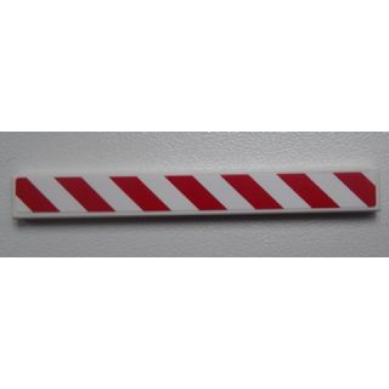 Tile 1 x 8 with Red and White Danger Stripes Pattern Right (Sticker) - Set 60017
