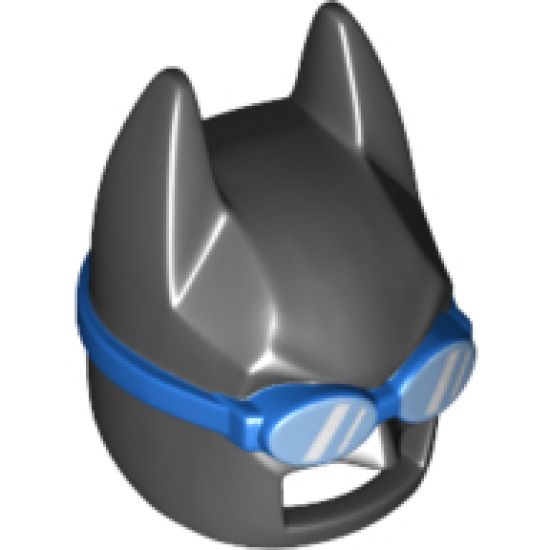 Minifigure, Headgear Mask Batman Cowl (Angular Ears, Pronounced Brow) with Blue Goggles Pattern