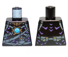 Torso Chima with Dark Bluish Gray Belts, Medium Lavender Highlights and Dark Azure Round Jewel (Chi) Pattern