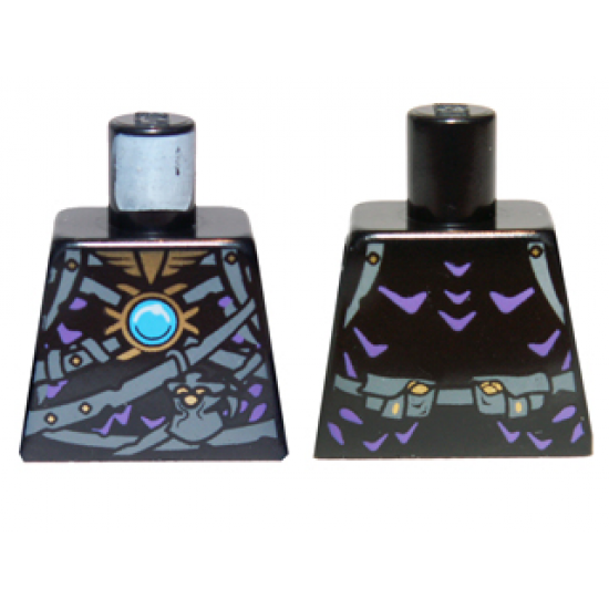 Torso Chima with Dark Bluish Gray Belts, Medium Lavender Highlights and Dark Azure Round Jewel (Chi) Pattern