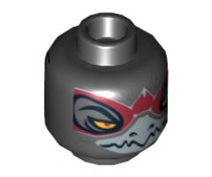 Minifigure, Head Dual Sided Alien Chima Raven with Silver Beak and Dark Red Markings, Wide Eyes / Narrow Eyes Pattern (Razar) - Hollow Stud