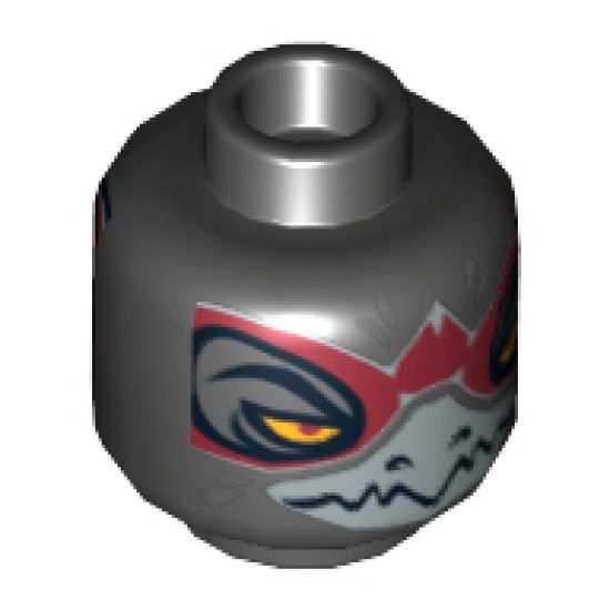 Minifigure, Head Dual Sided Alien Chima Raven with Silver Beak and Dark Red Markings, Wide Eyes / Narrow Eyes Pattern (Razar) - Hollow Stud