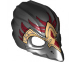 Minifigure, Headgear Mask Bird (Raven) with Gold Beak and Dark Red Markings Pattern