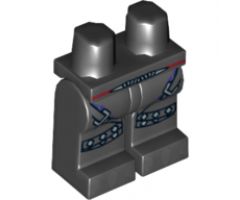 Hips and Legs with Red Belt, Silver Buckles and Dark Bluish Gray Talons Pattern