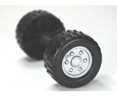 Duplo, Vehicle Wheel Double Assembly With Tread with Metal Axle and Metallic Silver Classic Pattern