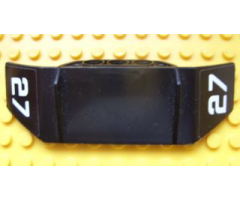 Technic, Panel Car Spoiler 3 x 8 with Three Holes and White '27' on Black Background Pattern on Both Ends (Stickers) - Set 8490