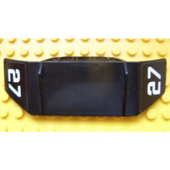 Technic, Panel Car Spoiler 3 x 8 with Three Holes and White '27' on Black Background Pattern on Both Ends (Stickers) - Set 8490