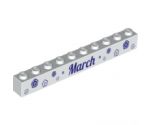 Brick 1 x 10 with Dark Purple 'March' and 'April' on Opposite Sides Pattern