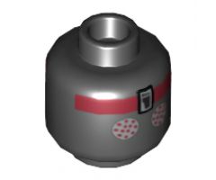 Minifigure, Head Alien with Silver Eyes with Red Dots and Dark Red Headband Pattern - Hollow Stud