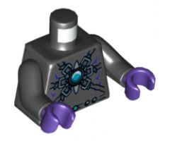 Torso Armor with Dark Bluish Gray Belts, Dots, Star and Blue Round Jewel (Chi) Pattern / Black Arms / Dark Purple Hands