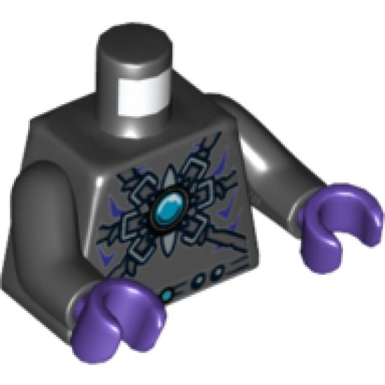 Torso Armor with Dark Bluish Gray Belts, Dots, Star and Blue Round Jewel (Chi) Pattern / Black Arms / Dark Purple Hands