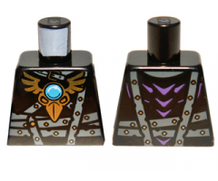 Torso Armor with Dark Bluish Gray Belts, Gold Raven Pendant and Dark Azure Round Jewel (Chi) Pattern