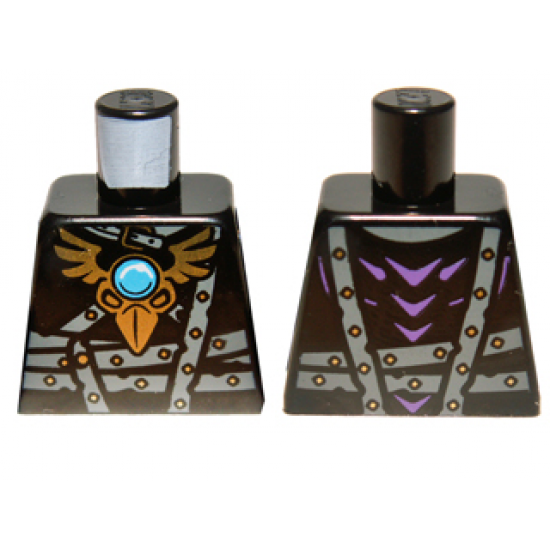 Torso Armor with Dark Bluish Gray Belts, Gold Raven Pendant and Dark Azure Round Jewel (Chi) Pattern
