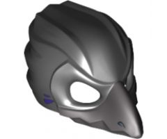 Minifigure, Headgear Mask Bird (Raven) with Dark Bluish Gray Beak and Silver Eyepatch Pattern