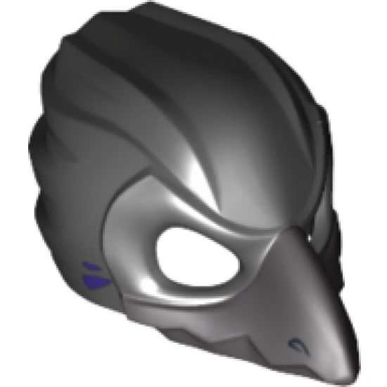 Minifigure, Headgear Mask Bird (Raven) with Dark Bluish Gray Beak and Silver Eyepatch Pattern