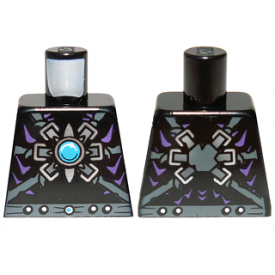 Torso Armor with Dark Bluish Gray Belts, Dots, Star and Blue Round Jewel (Chi) Pattern