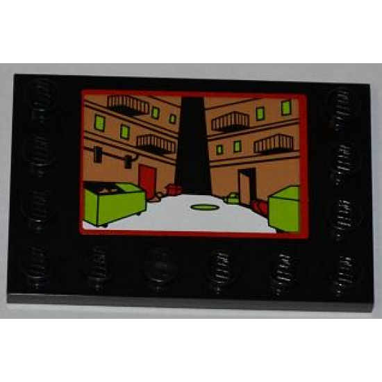 Tile, Modified 4 x 6 with Studs on Edges with Street Alley on Screen Pattern (Sticker) - Set 79103