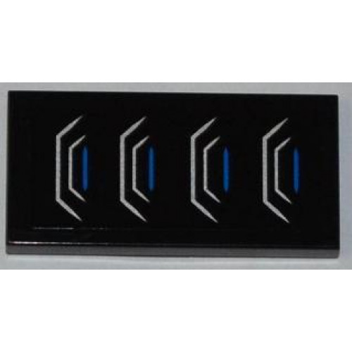 Tile 2 x 4 with 4 Silver and Blue Air Vents Pattern (Sticker) - Set 76001