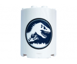 Cylinder Half 2 x 4 x 4 with Jurassic World Logo Pattern (Sticker) - Set 75937