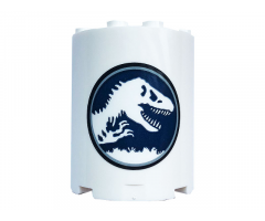 Cylinder Half 2 x 4 x 4 with Jurassic World Logo Pattern (Sticker) - Set 75937