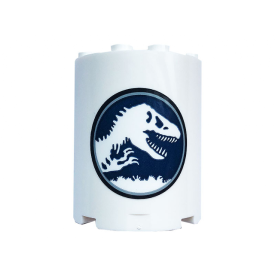 Cylinder Half 2 x 4 x 4 with Jurassic World Logo Pattern (Sticker) - Set 75937