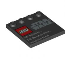 Tile, Modified 4 x 4 with Studs on Edge with LEGO Star Wars Logo and 'TIE Bomber TIE Bomber Pilot Asteroid Field' Pattern - Set 75008