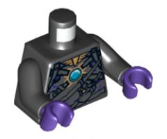 Torso Chima with Dark Bluish Gray Belts, Medium Lavender Highlights and Dark Azure Round Jewel (Chi) Pattern / Black Arms / Dark Purple Hands