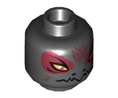 Minifigure, Head Dual Sided Alien Chima Raven with Beak, Yellow Eyes and Dark Red Pupils, Narrowed / Wide Open Bloodshot Pattern - Hollow Stud