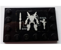 Tile, Modified 4 x 6 with Studs on Edges with Exo-Force Mech / Robot Pattern (Sticker) - Set 7709