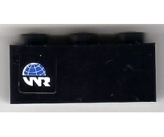 Brick 1 x 3 with Globe and White 'WR' World Racers Logo Pattern Model Left (Sticker) - Set 8899