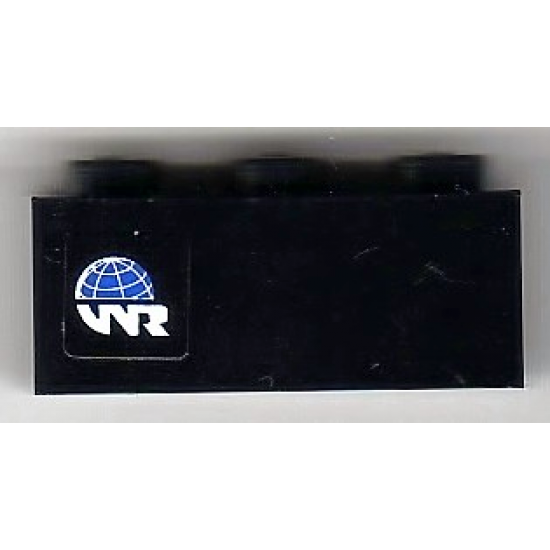Brick 1 x 3 with Globe and White 'WR' World Racers Logo Pattern Model Left (Sticker) - Set 8899