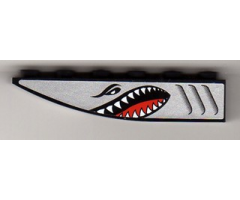Slope, Curved 6 x 1 Inverted with Shark Head on Silver Background Pattern Model Left (Sticker) - Set 8899