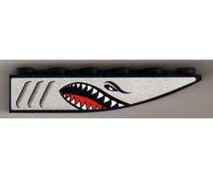 Slope, Curved 6 x 1 Inverted with Shark Head on Silver Background Pattern Model Right (Sticker) - Set 8899