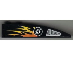 Slope, Curved 6 x 1 with Silver Air Intake, White '13' in Circle and Flames Pattern Model Right (Sticker) - Set 8899