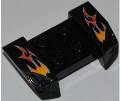 Vehicle, Mudguard 2 x 4 with Headlights Overhang with Orange and Red Flames on Black Background Pattern on Both Sides (Stickers) - Set 8148
